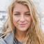 blonde woman straight look